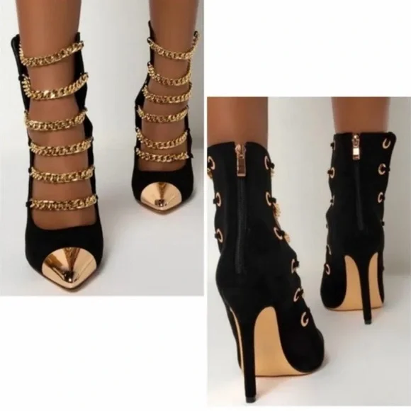 AZALEA WANG 
Maverick Gold Chain Booties
These are a plus to any girls closet - Picture 2 of 7